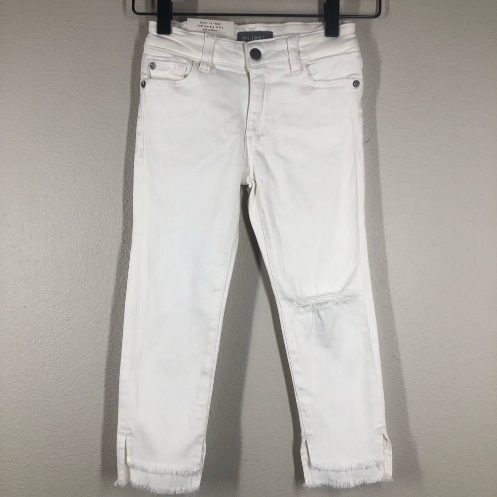 New DL1961 Chloe Ankle Skinny Jeans White Stretch Denim Little Girls Size 5